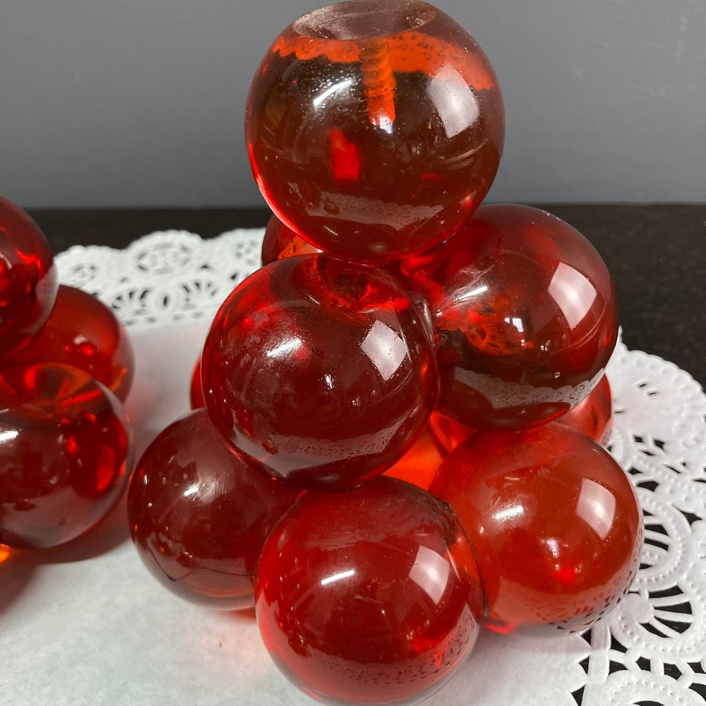 Vintage Lucite Grape Candle Holders MCM Red Acrylic Project Pair - Picture 6 of 12